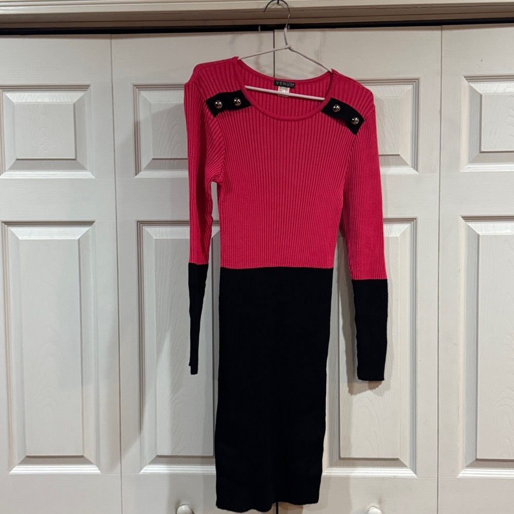 Venus Color Block Sweater Dress- ! - Picture 3 of 5